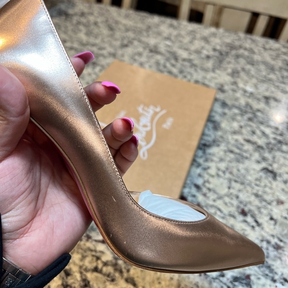NEW Christian Louboutin Iriza d’Orsay Pumps in Light Gold Size 38/85mm Heels - Picture 12 of 16